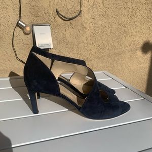 Hobbs London navy suede heeled shoes size 40.5